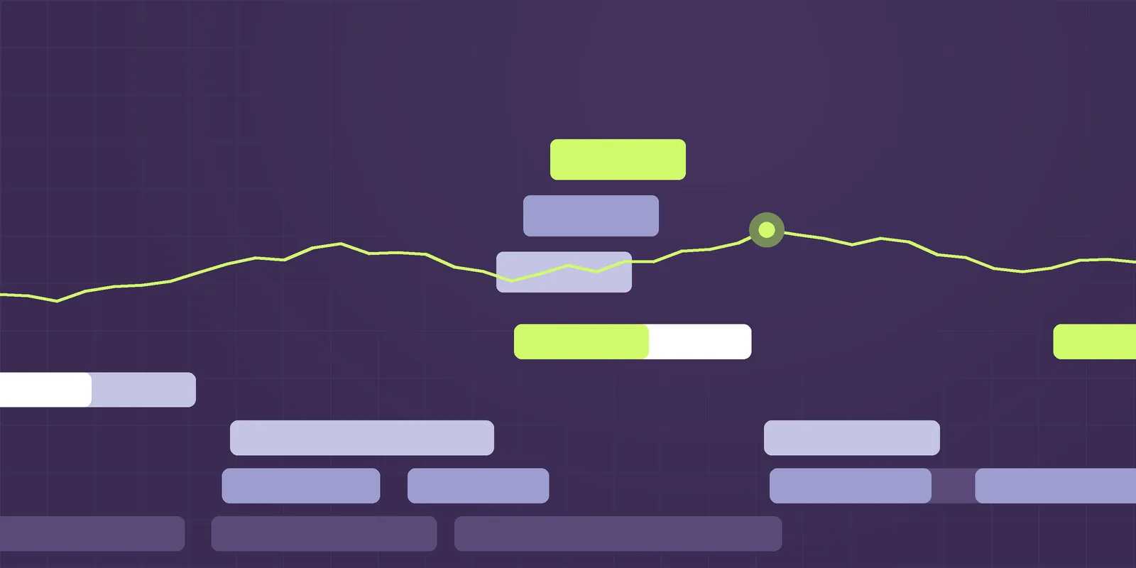 Steppe illustration: stepped terraces in purple, periwinkle and lime with a signal line, for the article Compliance software lock in: how to own your compliance data