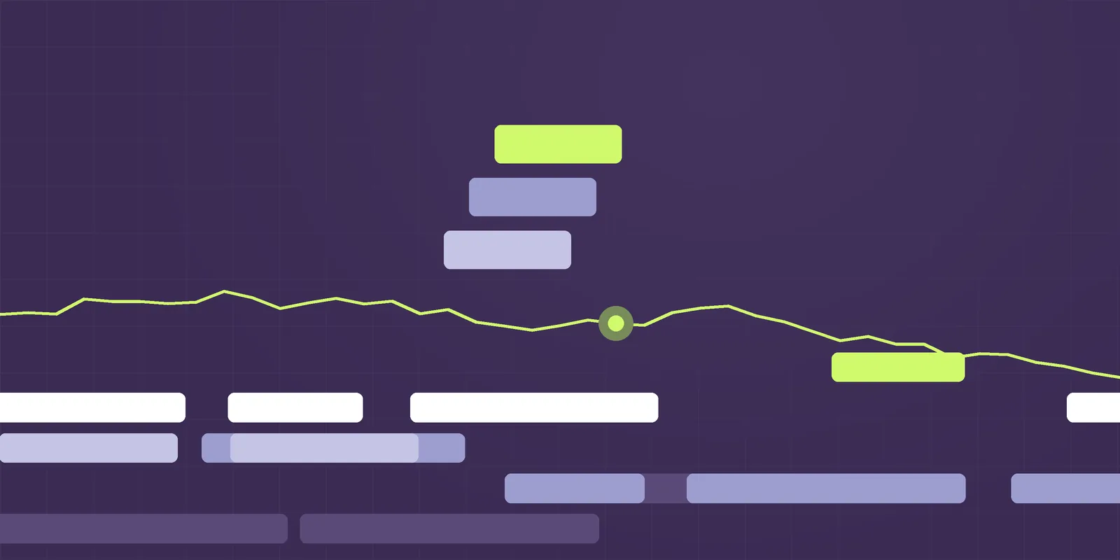 Steppe illustration: stepped terraces in purple, periwinkle and lime with a signal line, for the article The real cost of compliance is the deals you lose without it