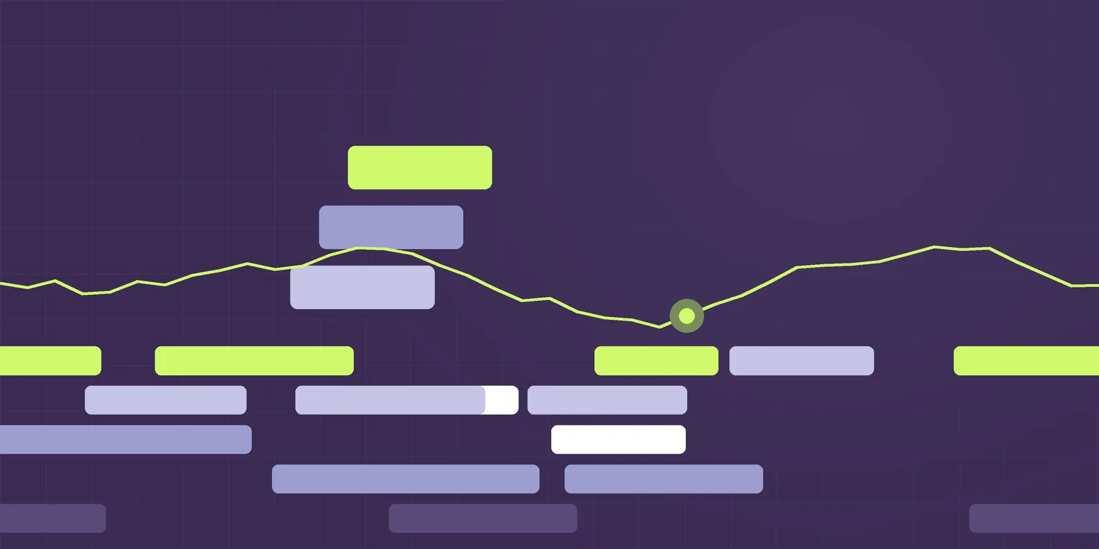 Steppe illustration: stepped terraces in purple, periwinkle and lime with a signal line, for the article ISO 42001 is becoming the SOC 2 of AI companies