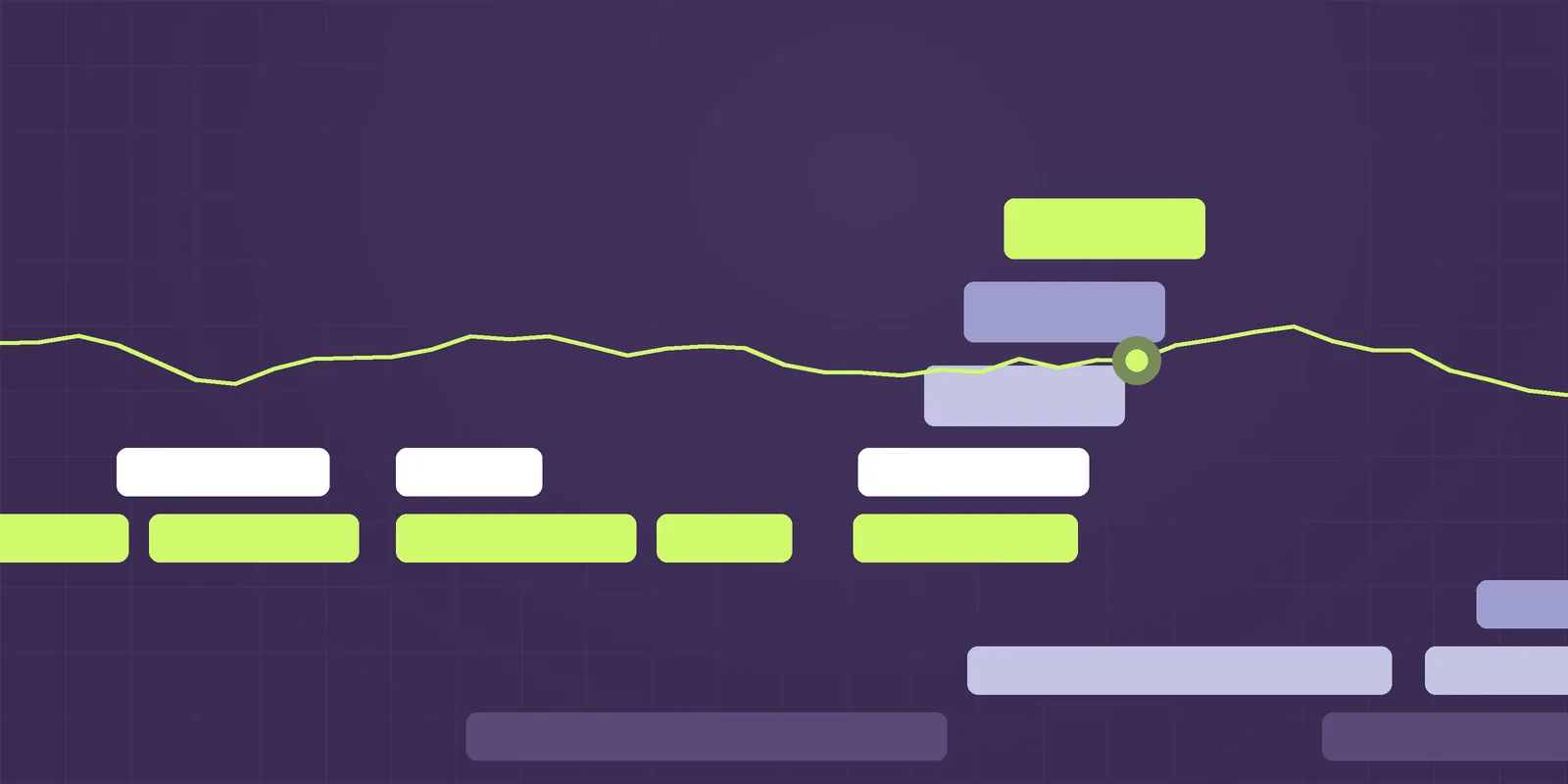 Steppe illustration: stepped terraces in purple, periwinkle and lime with a signal line, for the article Regulatory change management for Indian fintechs: who is reading the circulars?