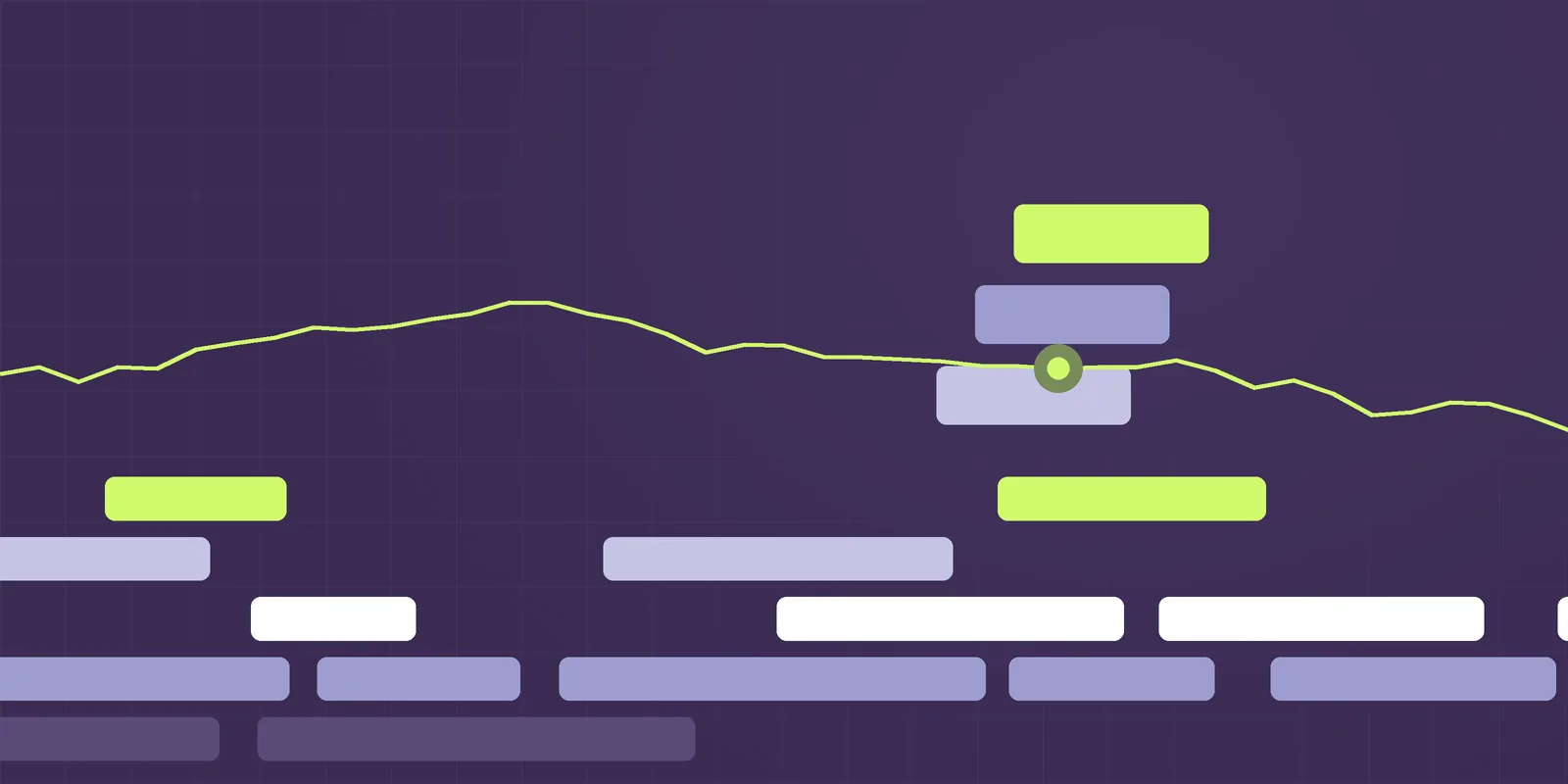 Steppe illustration: stepped terraces in purple, periwinkle and lime with a signal line, for the article What good compliance looks like in 2026: seven things I believe